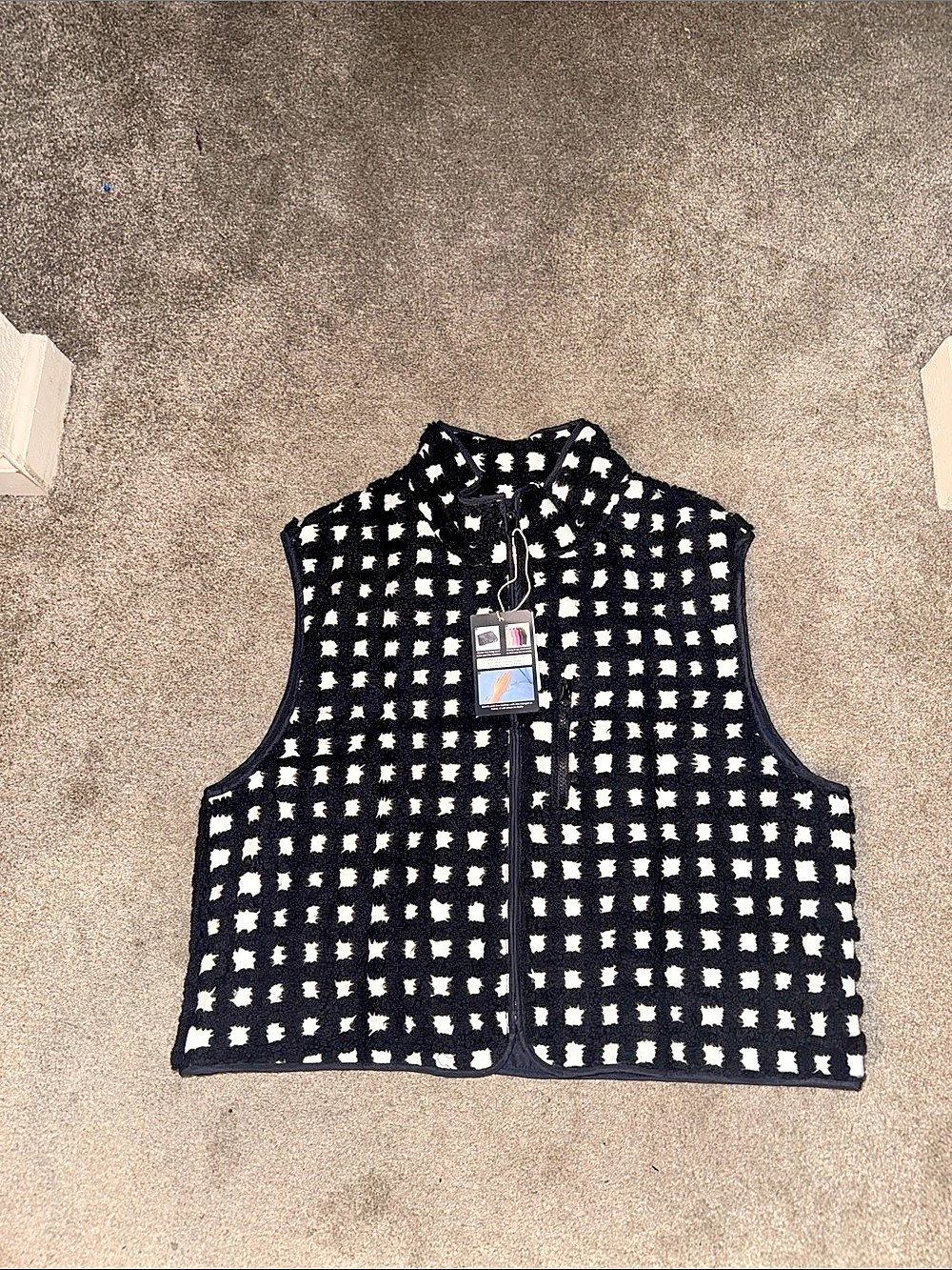 FASHION Checkered Vest in Black & White NWT